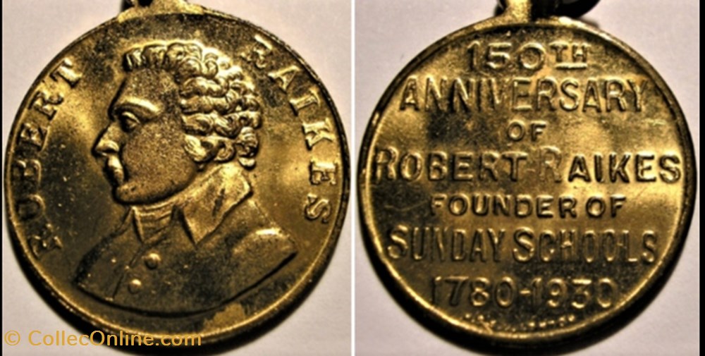 medailles royaume uni robert raikes medalet 150th birthday of the sunday schools 1780 1930