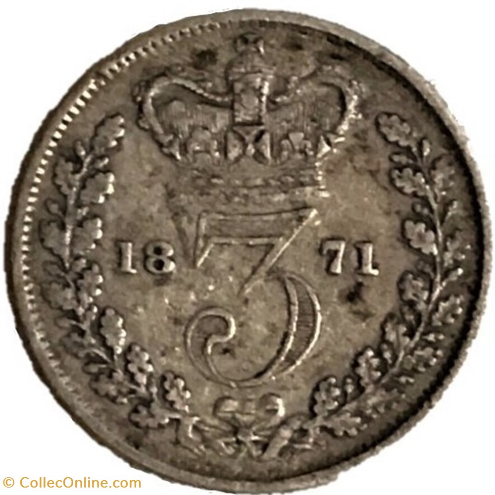 Victoria - 3 Pence 1871 - Kingdom of Great Britain - Die Crack 3 monnaies monde royaume uni victoria 3 pence 1871 kingdom of great britain die crack