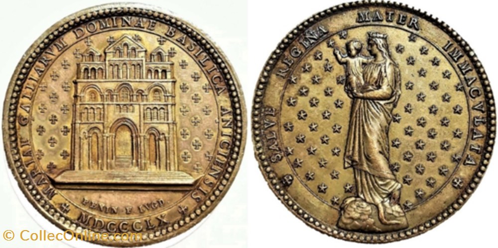 Basilique du Puy-en-Velay 1860 - Medaillon par Penin à Lyon patrimoine religieux souvenir basilique du puy en velay 1860 medaillon par penin a lyon