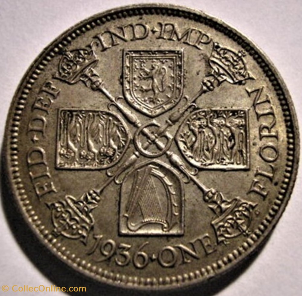 George V - One Florin 1936 - Great Britain 3 monnaies monde royaume uni george v one florin 1936 great britain