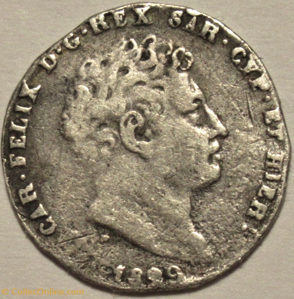 1829 Regno di Sardegna, 25 Centesimi Genova - Carlo Felice monnaies monde italie 1829 regno di sardegna 25 centesimi genova carlo felice