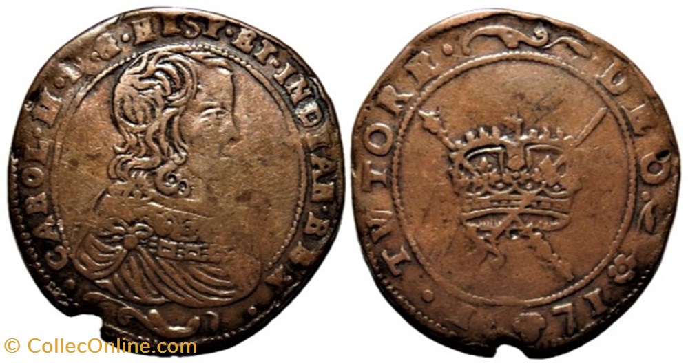 1671 Brussels token, Tutore Deo - Carlos II of Spain monnaies europe medievale pays bas espagnols 1671 brussels token tutore deo carlos ii of spain