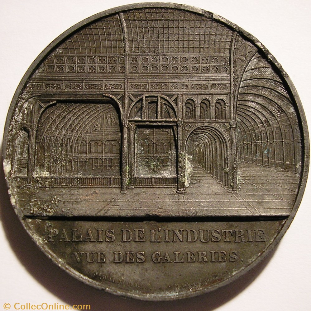 france second empire napoleon iii eugenie 1855 medaille du palais de industrie a paris