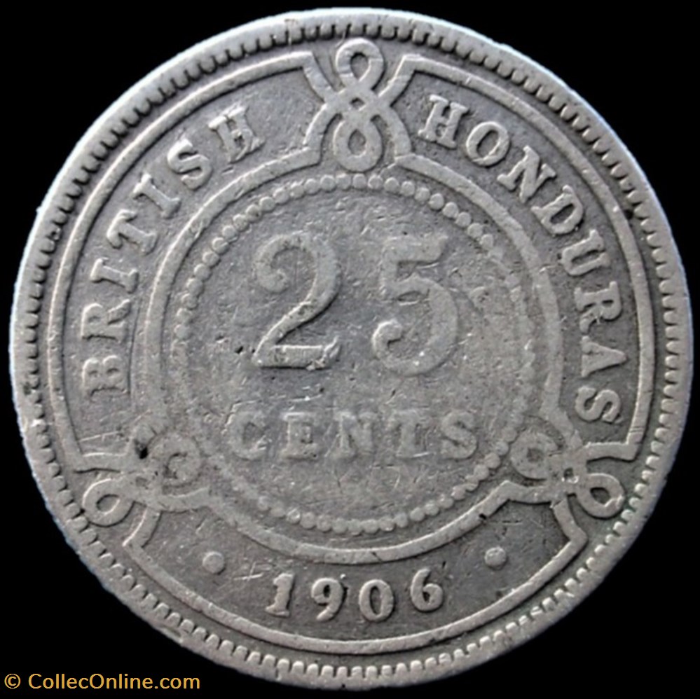 Edward VII - 25 Cents 1906 - British Honduras monnaies monde belize edward vii 25 cents 1906 british honduras
