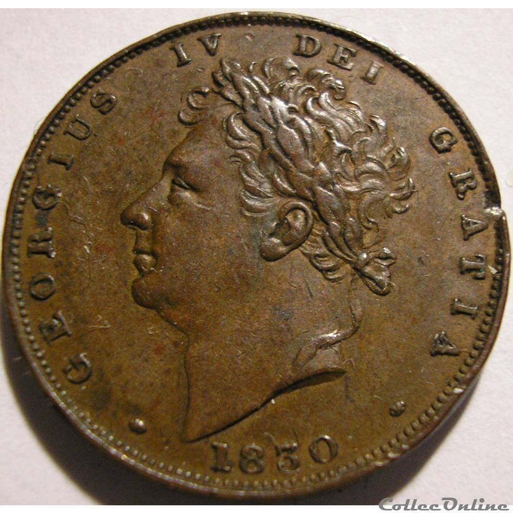 George IV - 1 Farthing 1830 Great Britain monnaies monde royaume uni george iv 1 farthing 1830 great britain