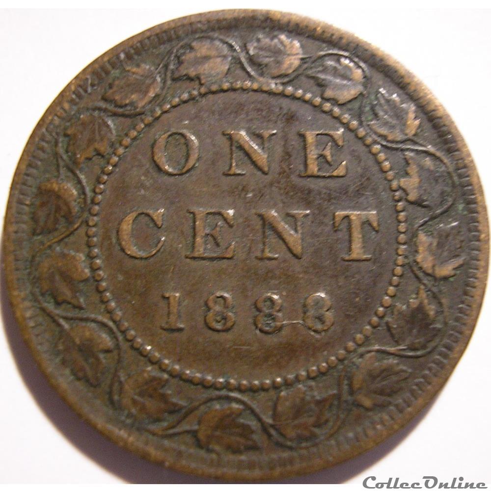 Victoria One Cent 1888 Coins World Canada Face value 1 cent