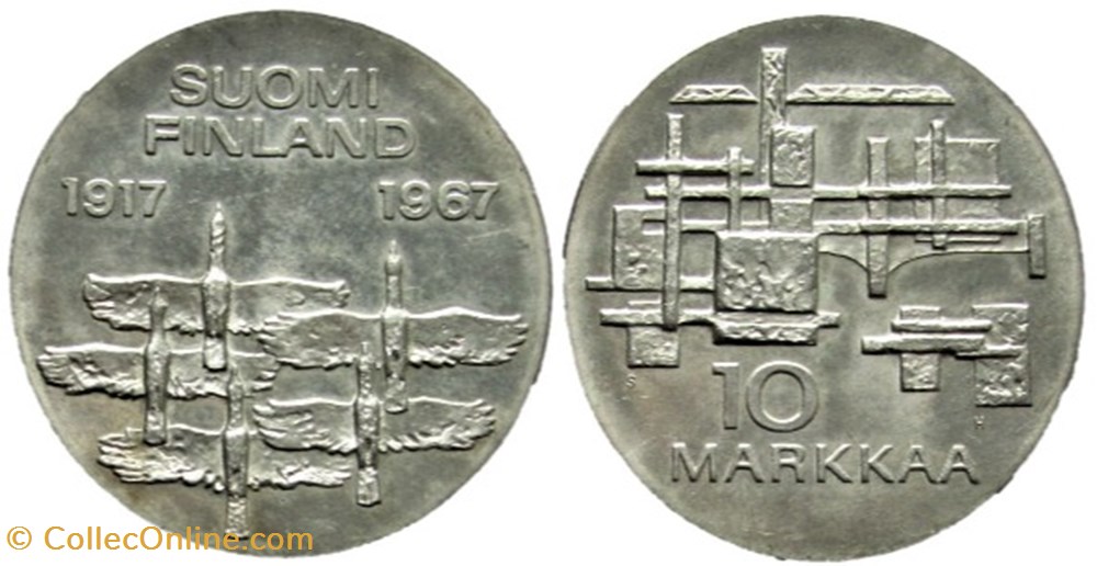 Finland - 10 Markkaa 50th Anniversary of Independence 1917-1967 monnaies monde finlande finland 10 markkaa 50th anniversary of independence 1917 1967
