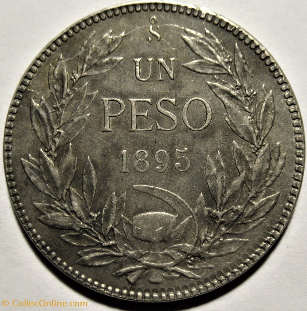 Chile - Un Peso 1895 Santiago - Die crack & Clash 3 monnaies monde chili chile un peso 1895 santiago die crack clash