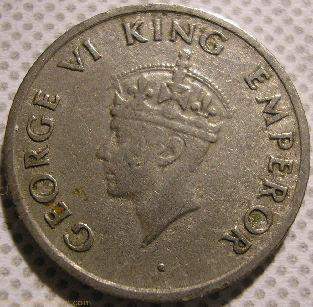 George VI - 1/4 Rupee 1946 Bombay - British India (ex.2) monnaie monde inde george vi 1 4 rupee 1946 bombay british india ex 2