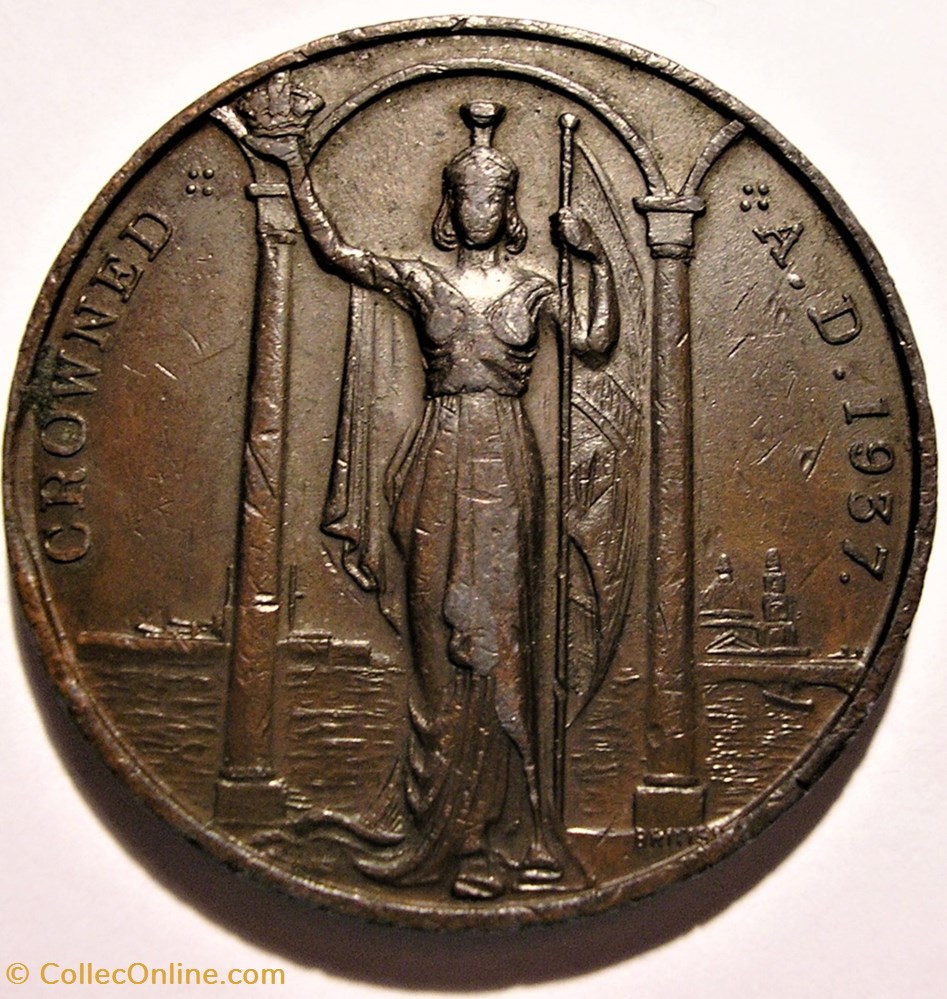 George VI & Elizabeth - 1937 Coronation Medal, Britannia - UK (ex.2) 3 medaille royaume uni george vi elizabeth 1937 coronation medal britannia uk ex 2