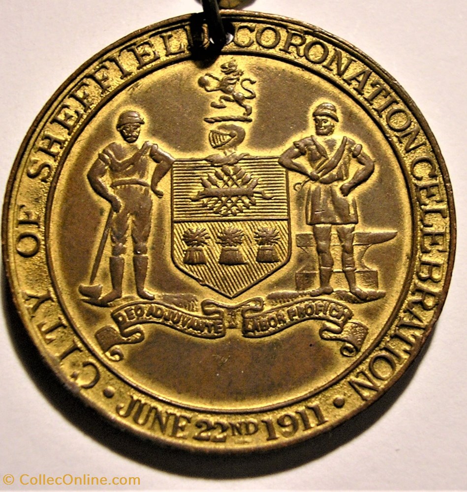 medaille royaume uni george v mary 1911 coronation gilt medal city of sheffield england