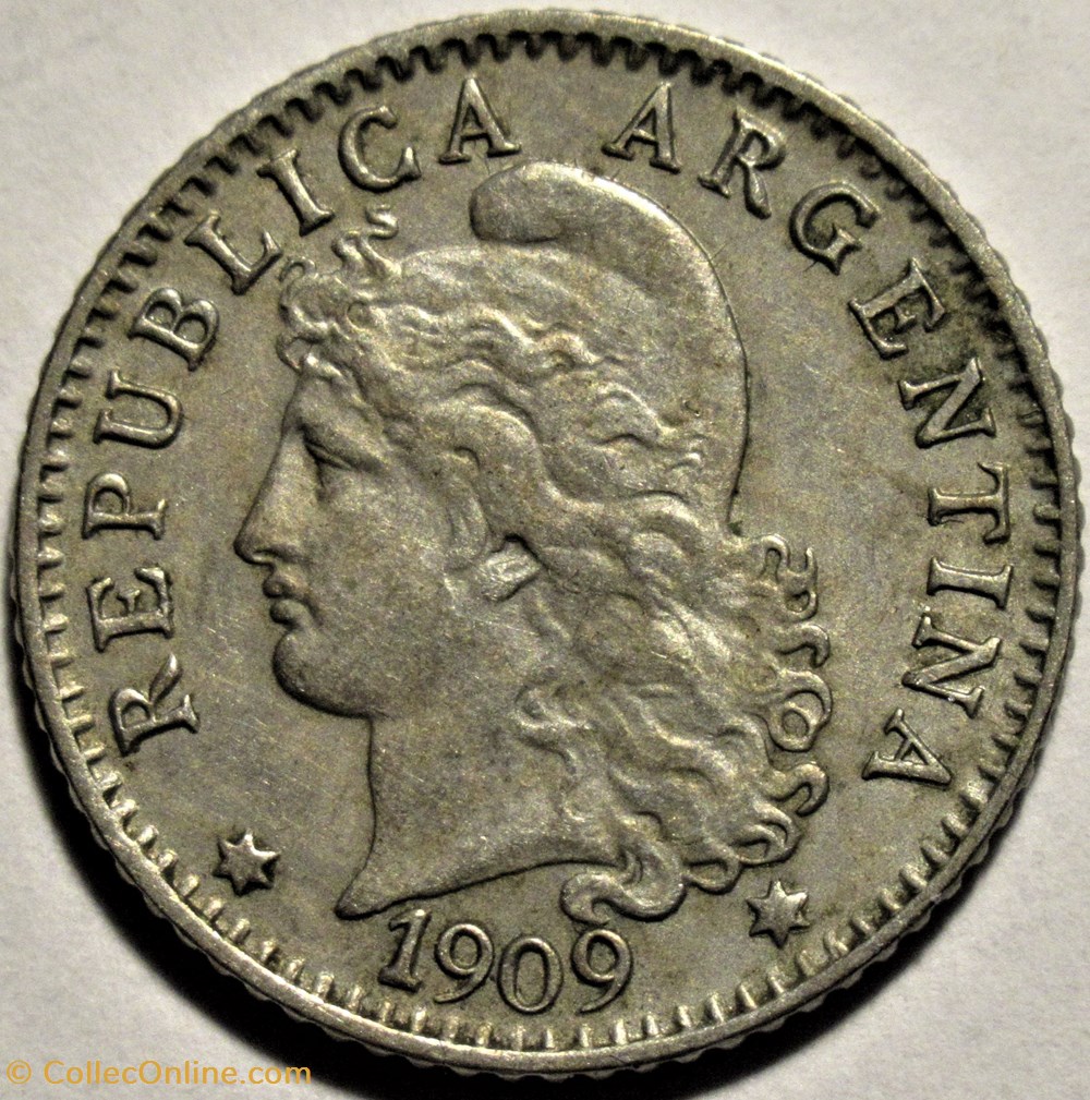 Argentina - 5 Centavos 1909 2 monnaies monde argentine argentina 5 centavos 1909