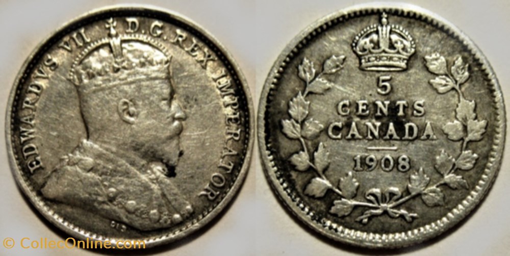 Edward VII - 5 Cents 1908 monnaies monde canada edward vii 5 cents 1908