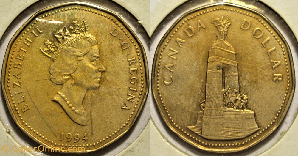monnaies monde canada elizabeth ii one dollar 1994 national war memorial