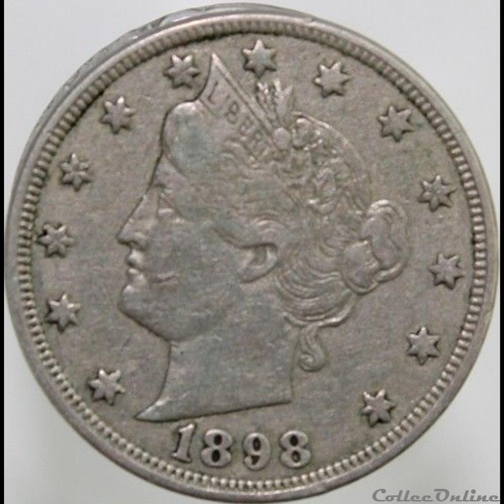 1898 5 Cents monnaies monde etats unis 1898 5 cents