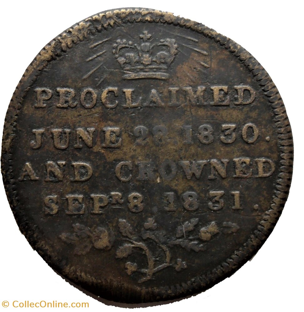 William IV & Adelaide - 1831 Coronation Token, Great Britain 3 monnaie jeton mereaux william iv adelaide 1831 coronation token great britain
