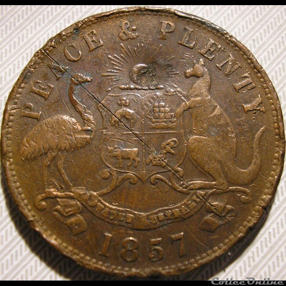 monnaie monde australie 1857 one penny token marine store melbourne australia