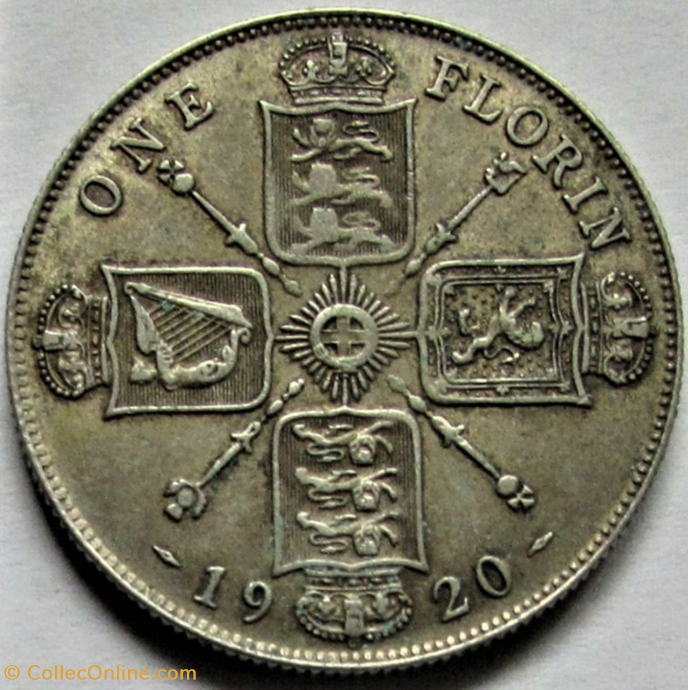 George V - One Florin 1920 - Great Britain 3 monnaies monde royaume uni george v one florin 1920 great britain