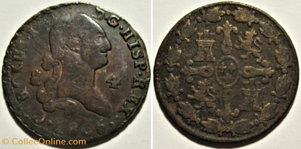 1806 - 4 Maravedis Segovia - Carlos IV de España - Filling Die monnaies monde espagne 1806 4 maravedis segovia carlos iv de espana filling die