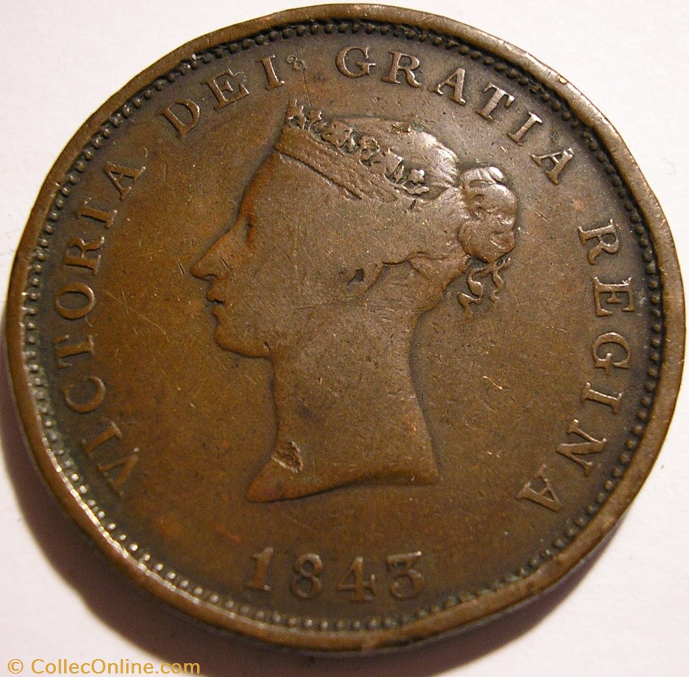 Victoria - One Penny 1843 - New Brunswick (ex.2) monnaie monde canadum victoria one penny 1843 new brunswick ex 2