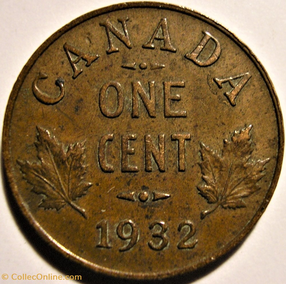 King George V Canada 1932-1 Cent Bronze Coin 