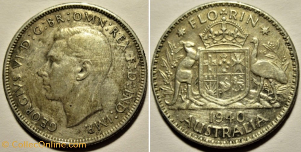 George VI - One Florin 1940 Melbourne - Australia monnaies monde australie george vi one florin 1940 melbourne australia