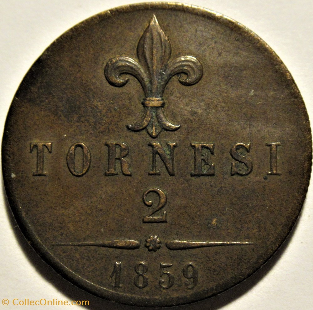1859 Royaume de Naples, 2 Tornesi - Francesco II 3 monnaies monde italie 1859 royaume de naples 2 tornesi francesco ii