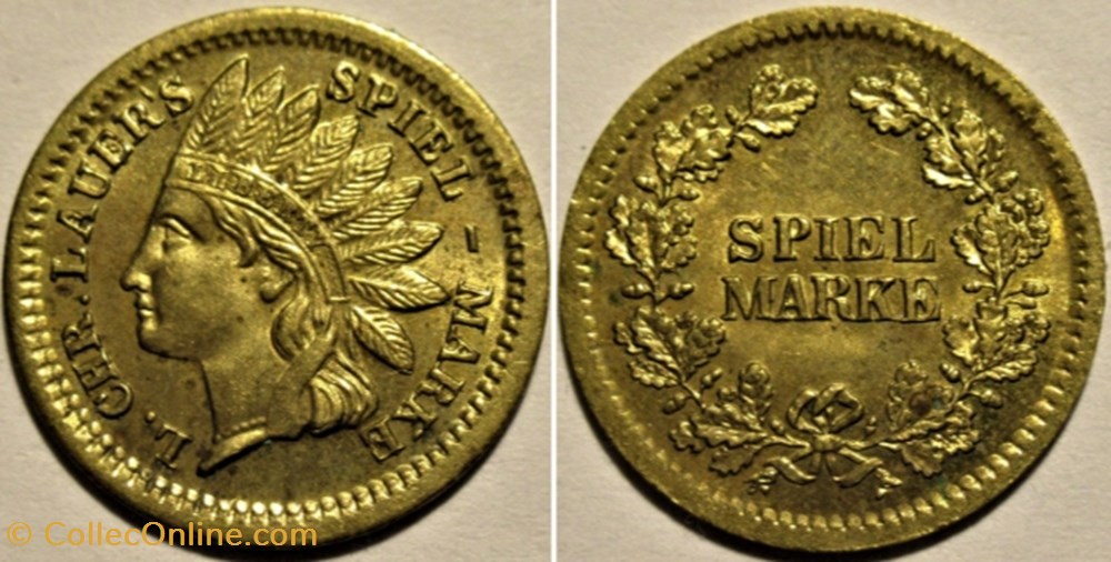 monnaies jetons mereaux laues spielmarke indian cent german token 187