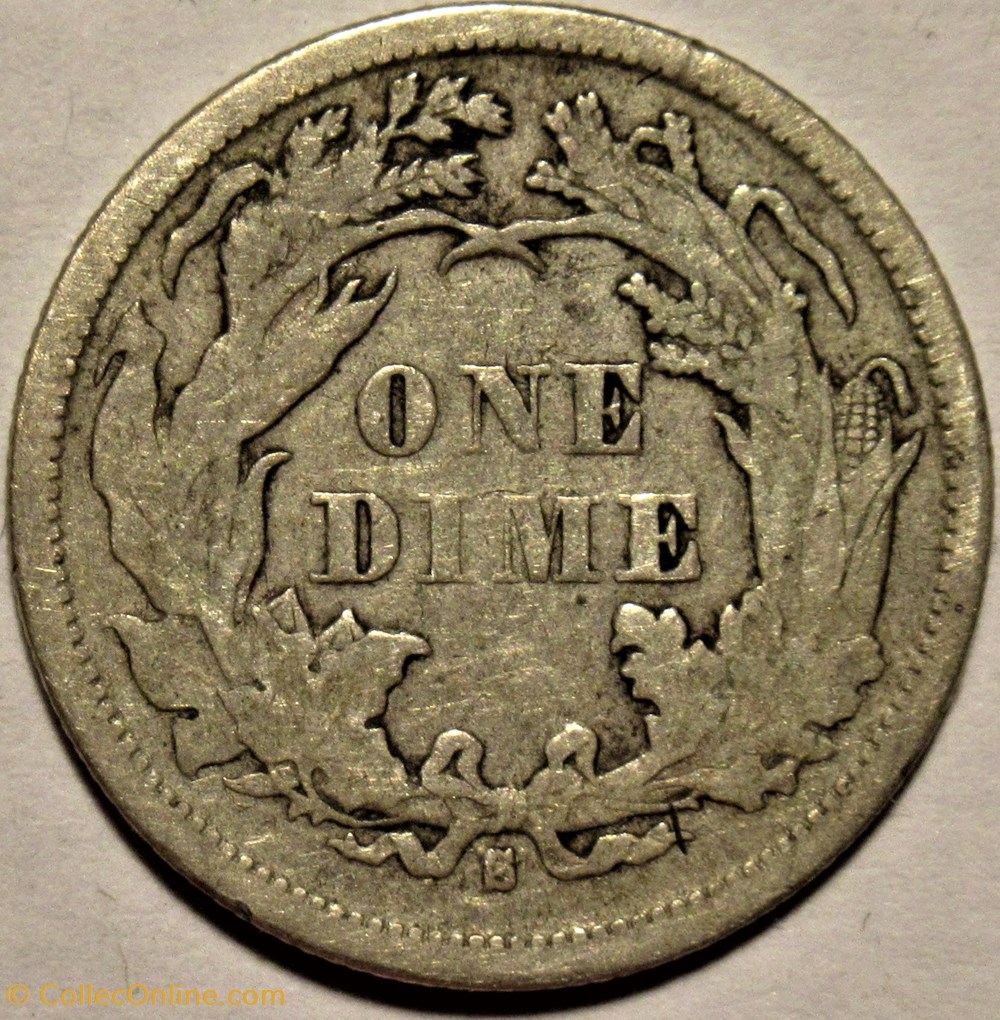 1872 S Dime - 10 Cents monnaies monde etats unis 1872 s dime 10 cents