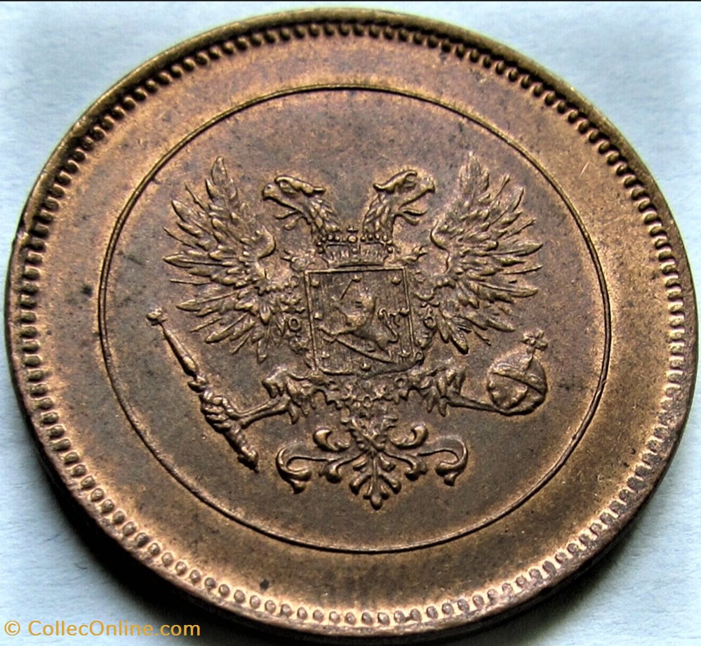 monnaies monde finlande nicholas ii of russia 5 pennia 1917 grand duchy of finland