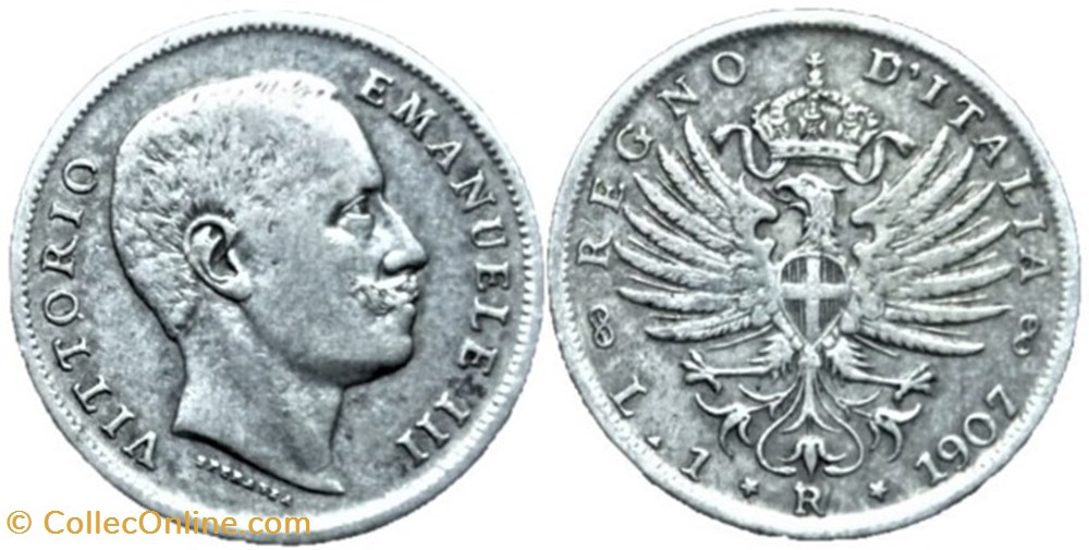 1907 Regno d'Italia, Lira, Roma - Vittorio Emanuele III monnaies monde italie 1907 regno italia lira roma vittorio emanuele iii