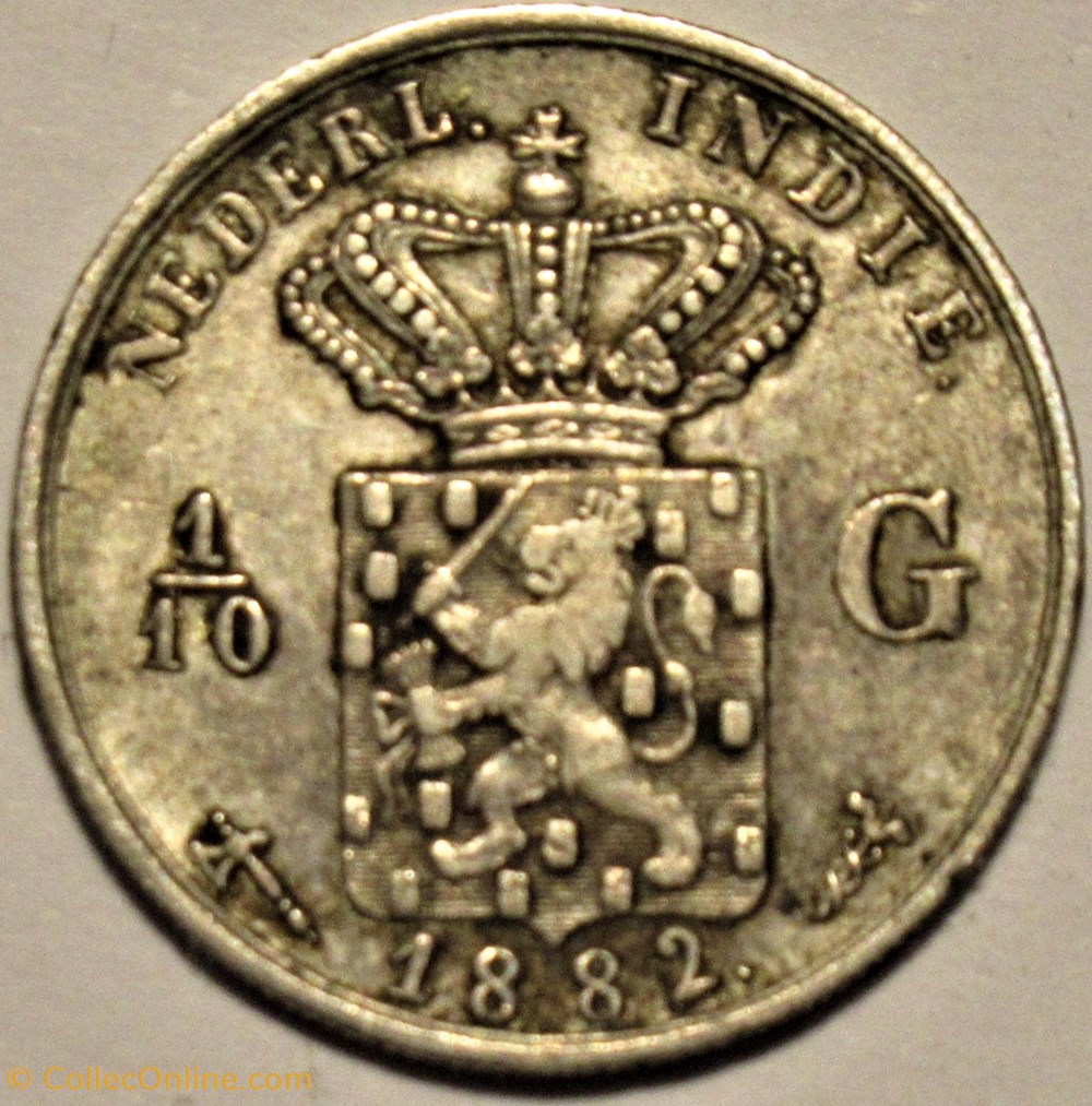Willem III of Netherlands - 1/10 Gulden 1882 - Dutch East Indies monnaies monde indonesie willem iii of netherlands 1 10 gulden 1882 dutch east indies