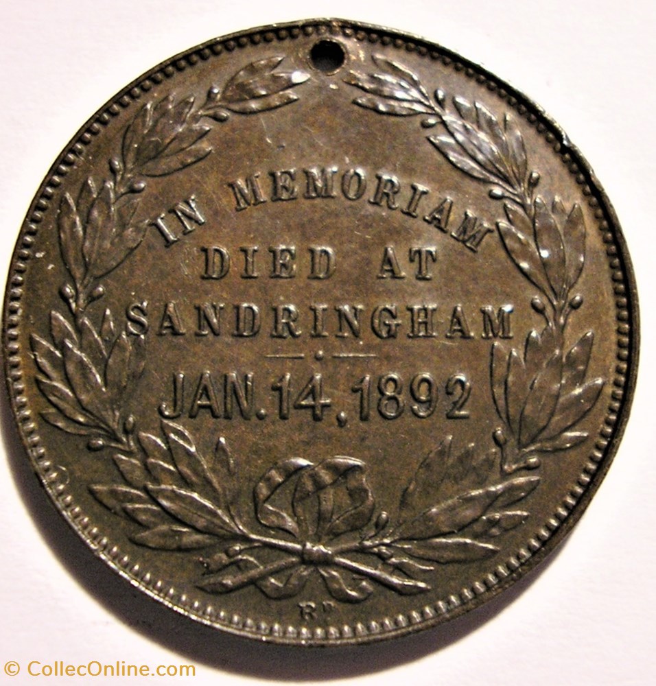 Prince Albert Victor - Token of his death in 1892 - UK 3 monnaie jeton mereaux prince albert victor token of his death in 1892 uk