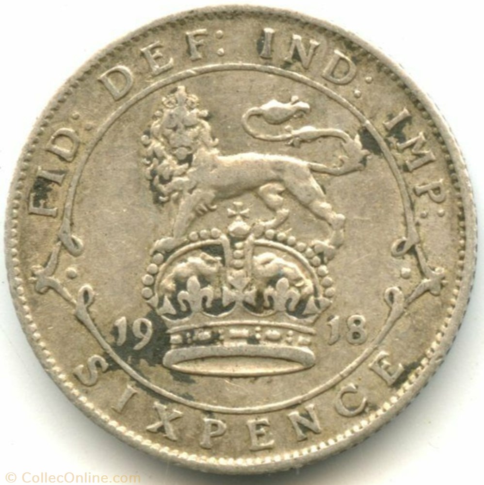 George V - 6 Pence 1918 - Great Britain 3 monnaie monde royaume uni george v 6 pence 1918 great britain