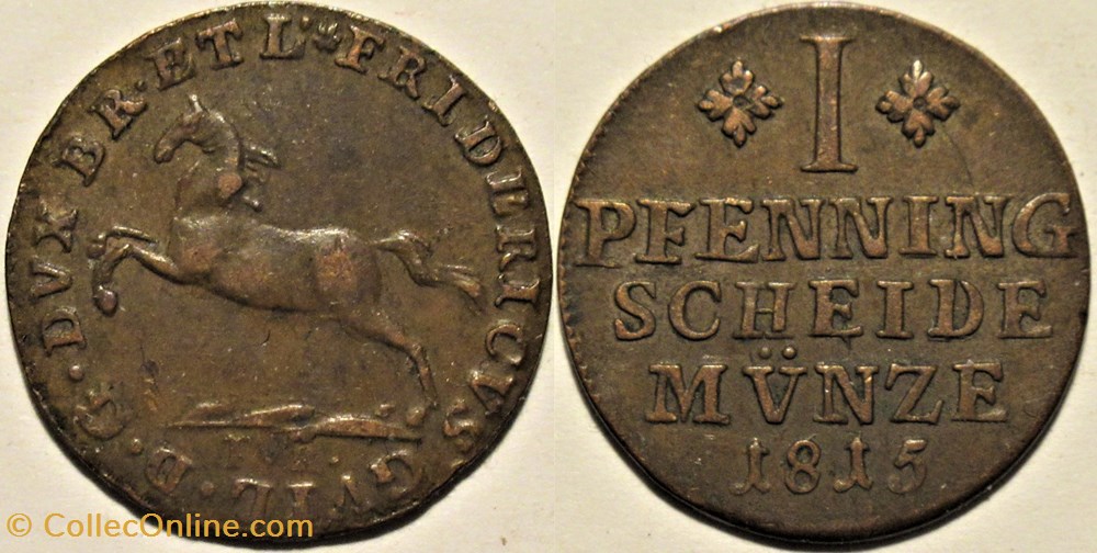 Frederick William - 1 Pfennig 1815, Duchy of Brunswick-Wolfenbüttel monnaies monde allemagne frederick william 1 pfennig 1815 duchy of brunswick wolfenbuttel