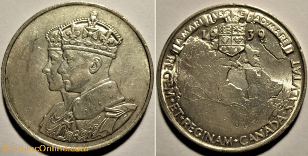 George VI & Elizabeth - 1939 Royal Visit Canada, Silver Medal, UK monnaies jetons mereaux george vi elizabeth 1939 royal visit canada silver medal uk