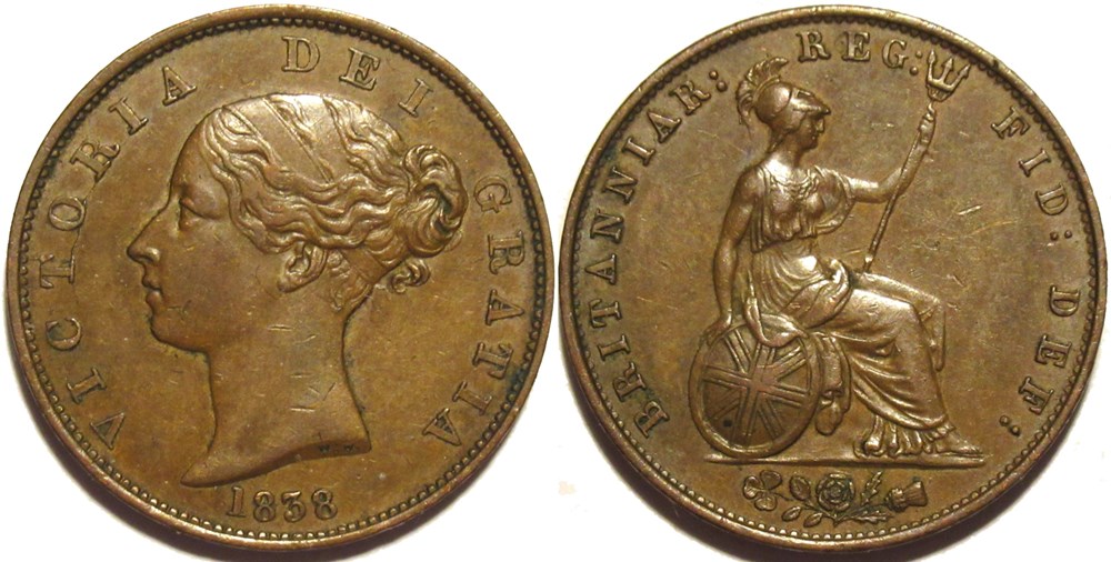 Victoria - HalfPenny 1838 - Kingdom of Great Britain (2ex.) monnaies monde royaume uni victoria halfpenny 1838 kingdom of great britain 2ex