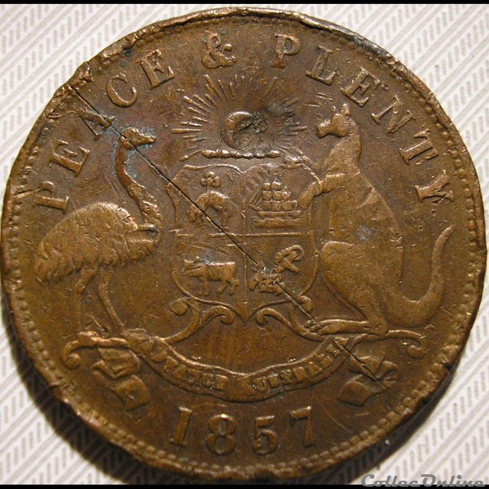 monnaie monde australie 1857 one penny token marine store melbourne australia