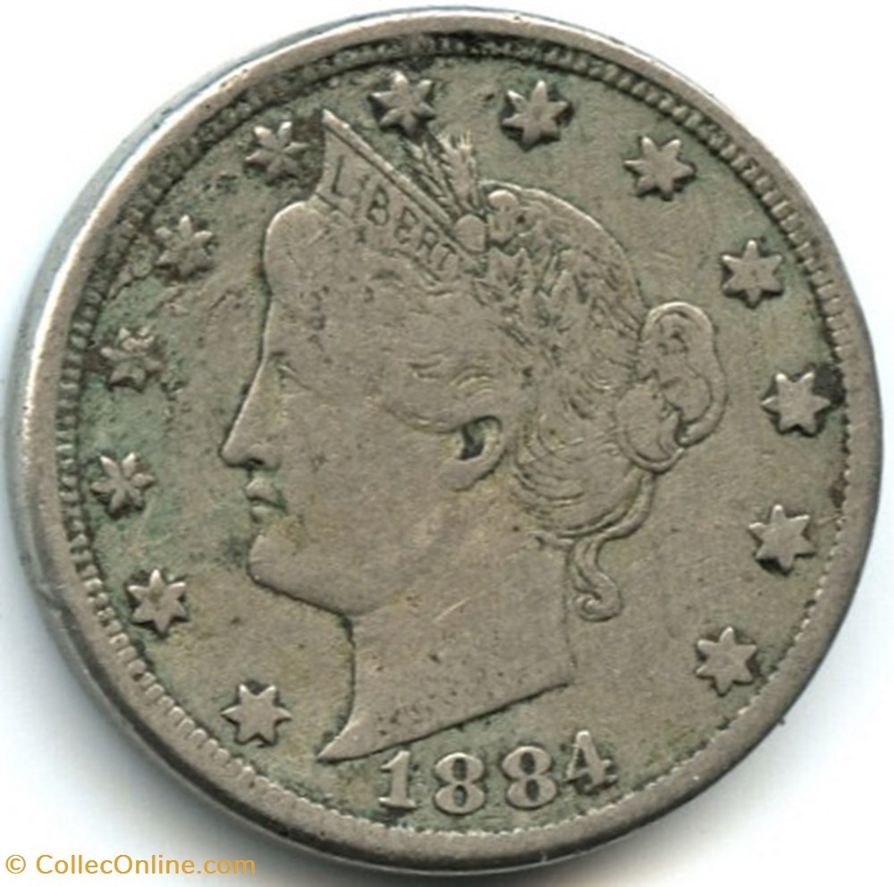 monnaies monde etats unis 1884 5 cents ex 2