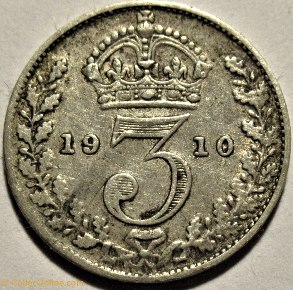 Edward VII - 3 Pence 1910 - United Kingdom 3 monnaies monde royaume edward vii 3 pence 1910 united kingdom