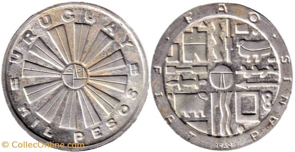 Uruguay - 1000 Pesos 1969 FAO monnaies monde uruguay 1000 pesos 1969 fao