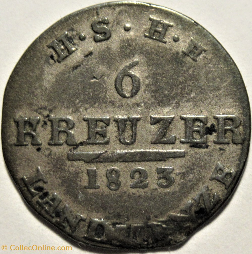 Friedrich I - 6 Kreuzer 1823, Duchy of Saxe-Hildburghausen monnaies europe medievale saint empire romain germanique friedrich i 6 kreuzer 1823 duchy of saxe hildburghausen