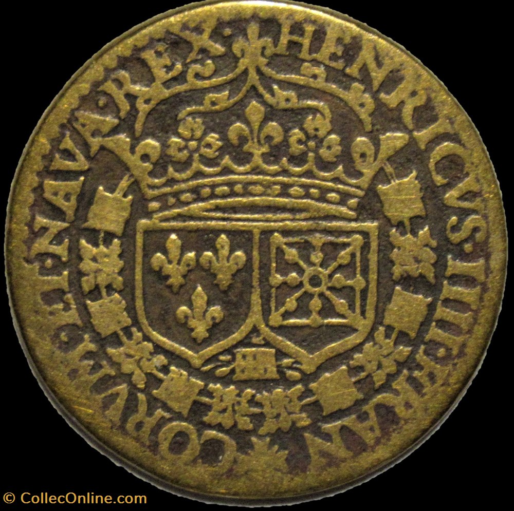 Louis XIII & Henri IV - 1615, Jeton, une lignée chère à Dieu monnaies paranumismatique jetons poids louis xiii henri iv 1615 jeton une lignee chere a dieu