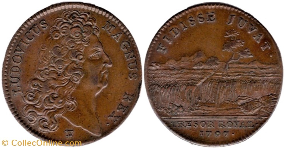 Louis XIV - 1707, Jeton, Trésor Royal monnaies paranumismatique jetons poids louis xiv 1707 jeton tresor royal