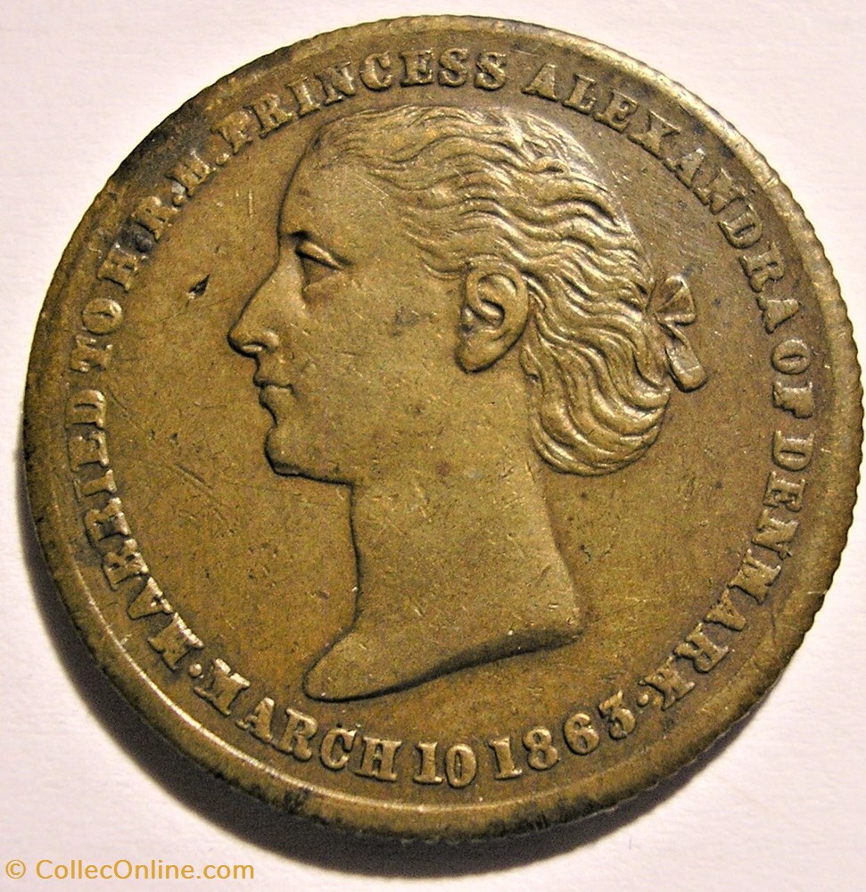 monnaie jeton mereaux alexandra of denmark token marriage in 1863 with edward of wales uk