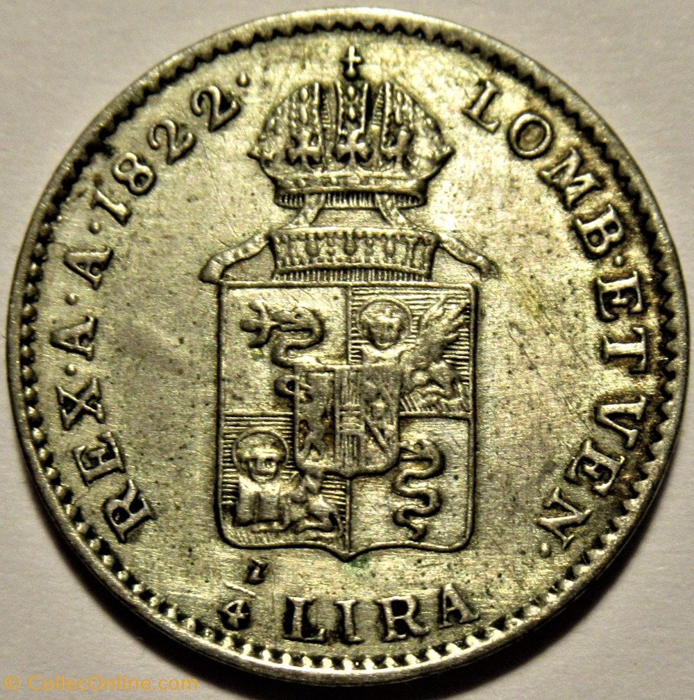 1822 Regno Lombardo-Veneto, ¼ Lira - Franz I d'Asburgo-Lorena 3 monnaies monde italie 1822 regno lombardo veneto lira franz i asburgo lorena