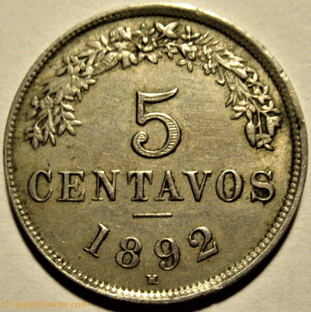 1892 Heaton - 5 Centavos 3 monnaies monde bolivie 1892 heaton 5 centavos