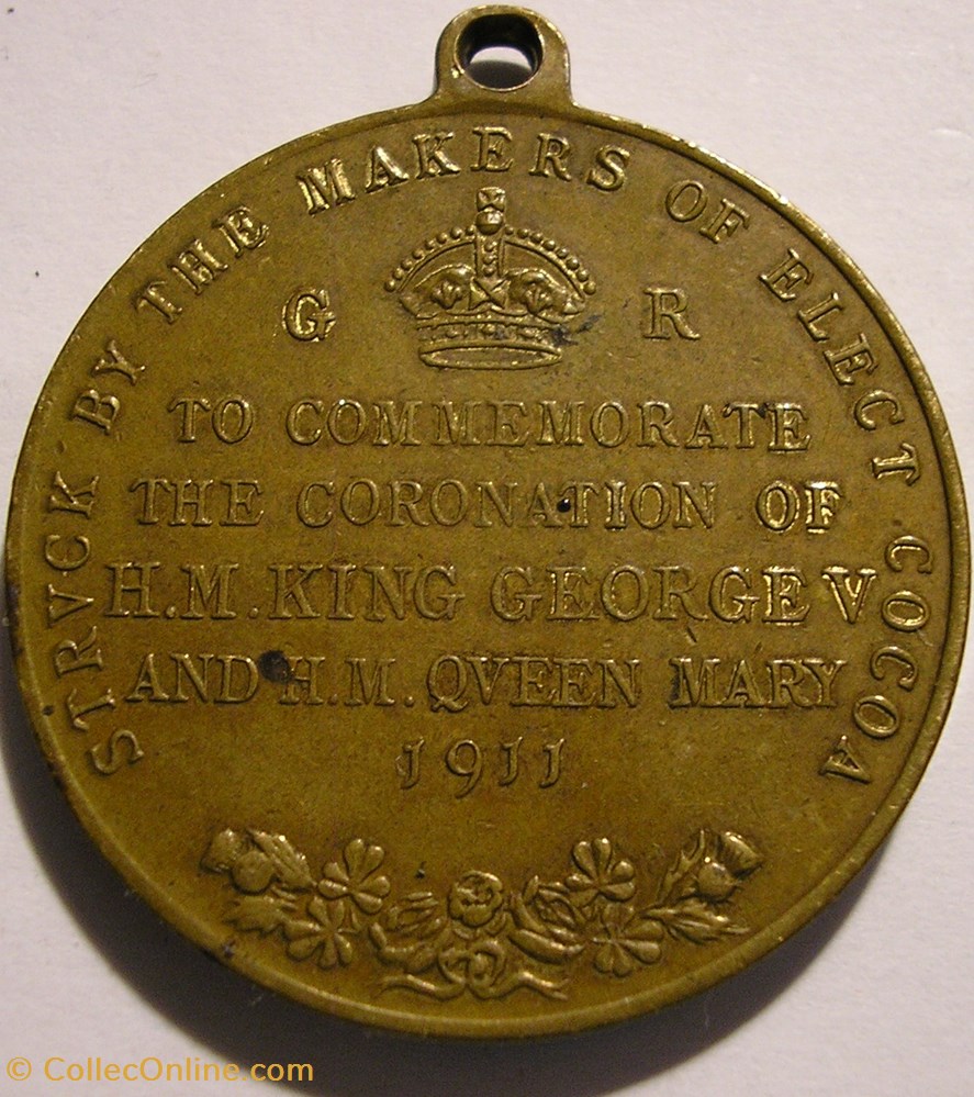 George V & Mary - 1911 Coronation Medal - Cocoa Makers. UK 3 monnaie jeton mereaux george v mary 1911 coronation medal cocoa makers uk