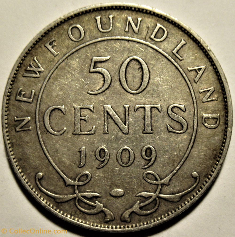 Edward VII - 50 Cents 1909 Newfoundland (ex.3) 3 monnaies monde canada edward vii 50 cents 1909 newfoundland ex 3