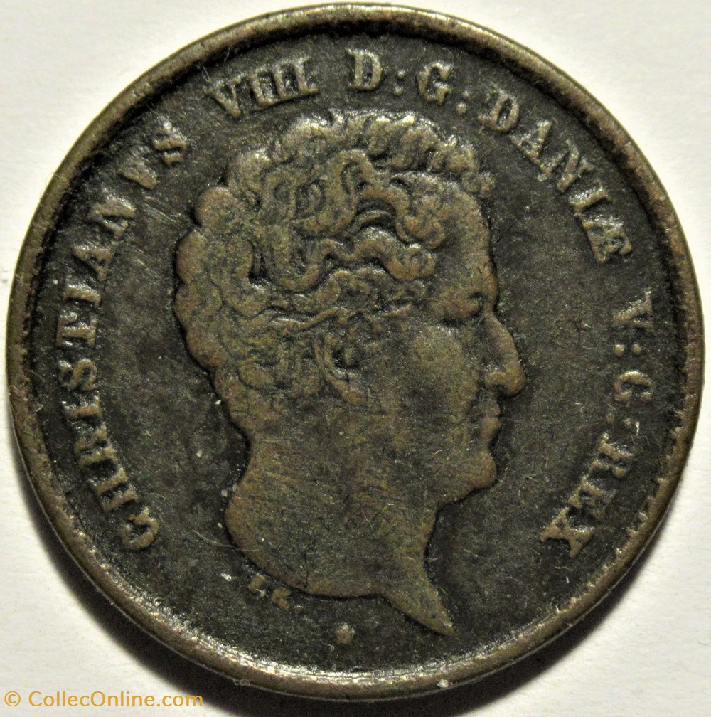Christian VIII Denmark - 1 Rigsbankskilling 1842 Copenhagen monnaies monde danemark christian viii denmark 1 rigsbankskilling 1842 copenhagen